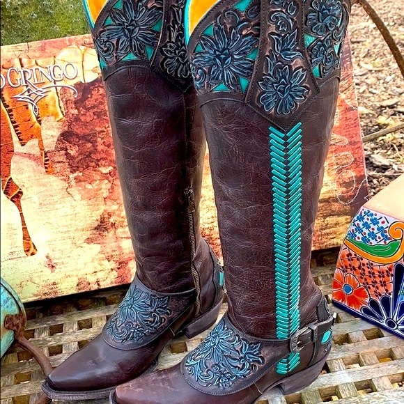 OLD GRINGO NEW With Box Aster Tooling 18” Tall Knee High Western Boots, Size 6.5 - Picture 3 of 14